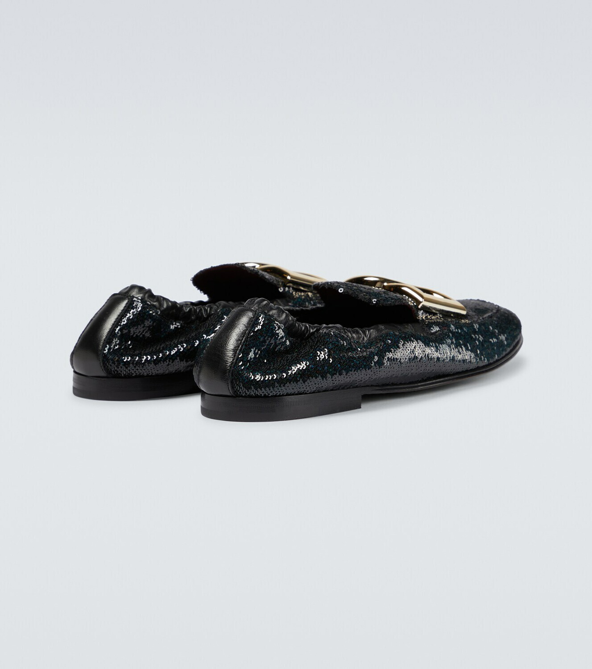 Dolce & Gabbana Sequined Leather Loafers with Rubber Sole Dolce & Gabbana Sequined Slip-On Loafers | Sendegaro main image 3