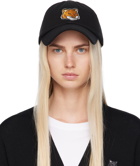 Maison Kitsuné Black Large Fox Head Embroidery Cap