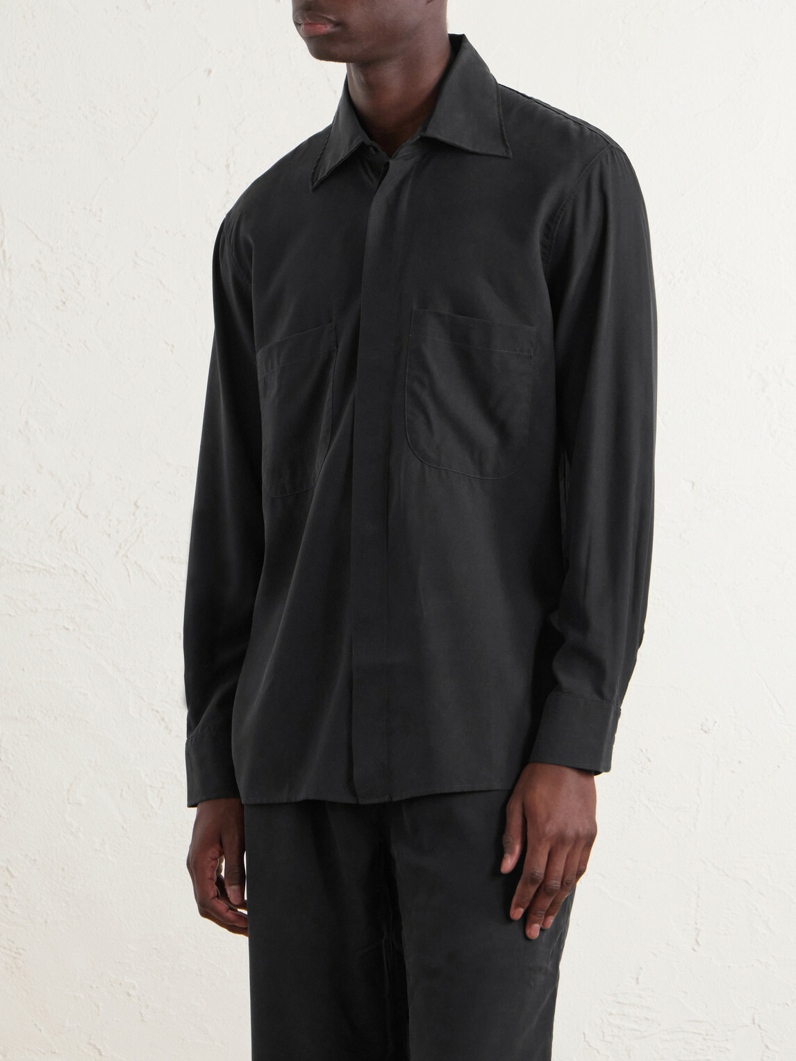 Saman Amel - Silk Overshirt - Black