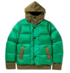 Sacai - Quilted Shell and Coated Cotton-Twill Hooded Down Jacket - Green