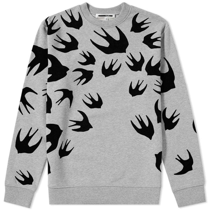 Photo: McQ by Alexander McQueen Allover Swallow Print Crew Sweat Grey