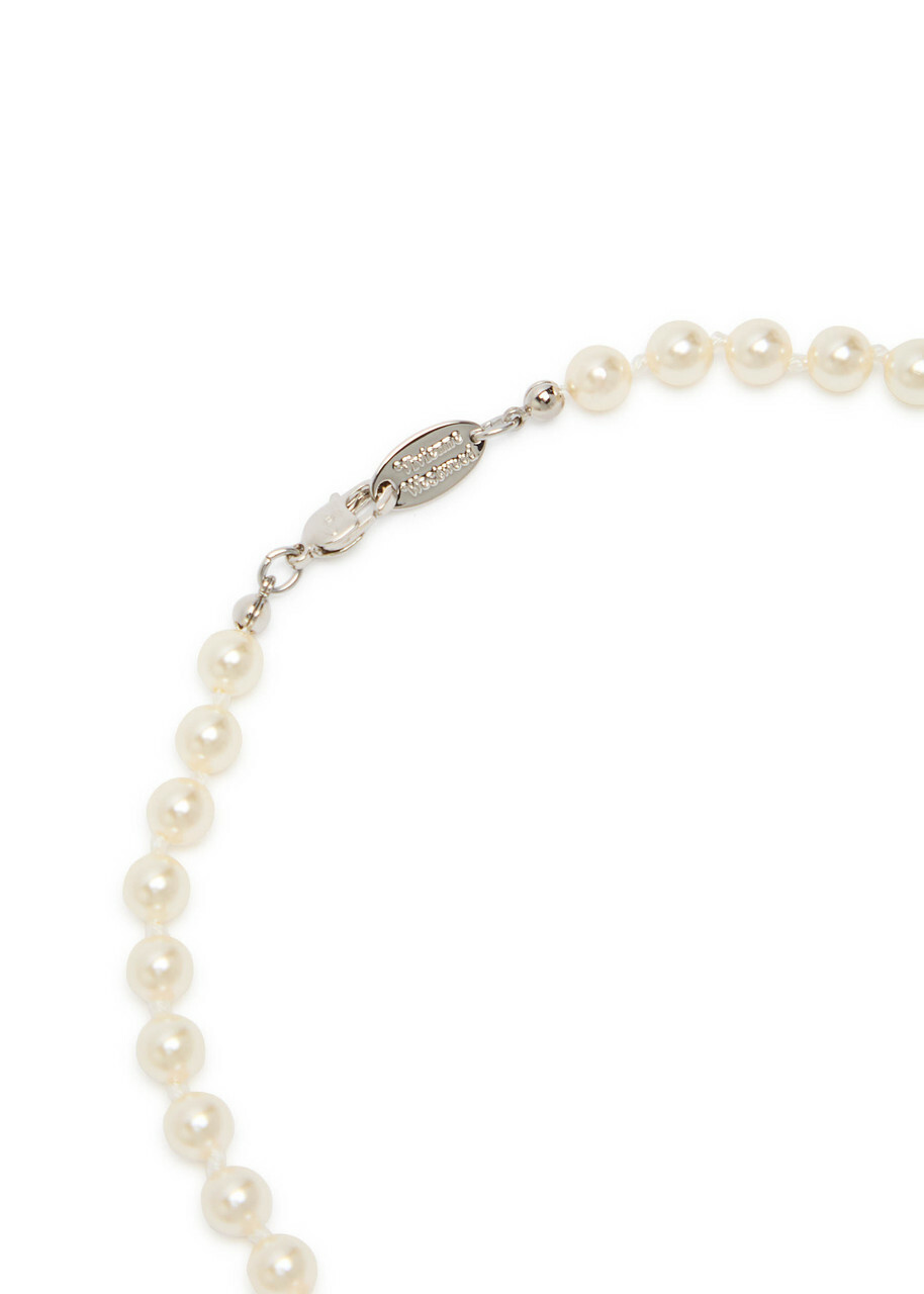 Vivienne Westwood Mini Bas Relief Embellished Pearl Choker - Silver - One Size