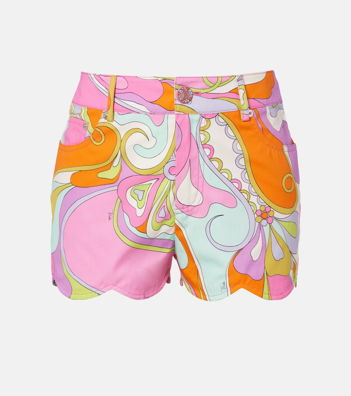 Pucci Orchidee scalloped cotton shorts
