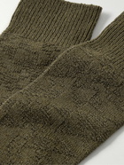 Anonymous Ism - Quilt Jacquard-Knit Cotton-Blend Socks - Green