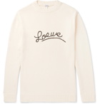 Loewe - Logo-Embroidered Cotton Sweater - Ecru