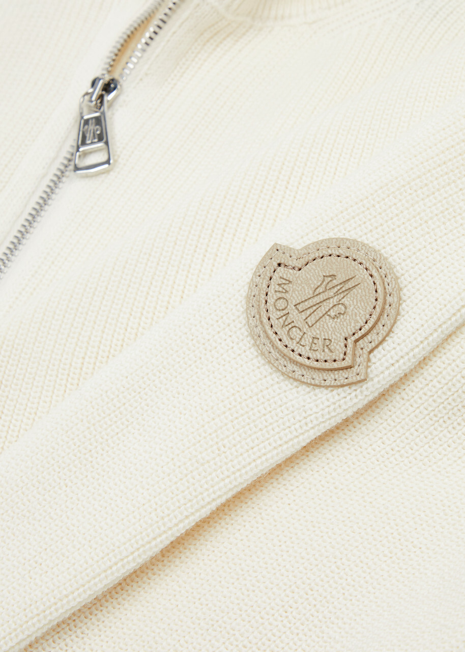 Moncler Half-zip Cotton-blend Jumper Cream