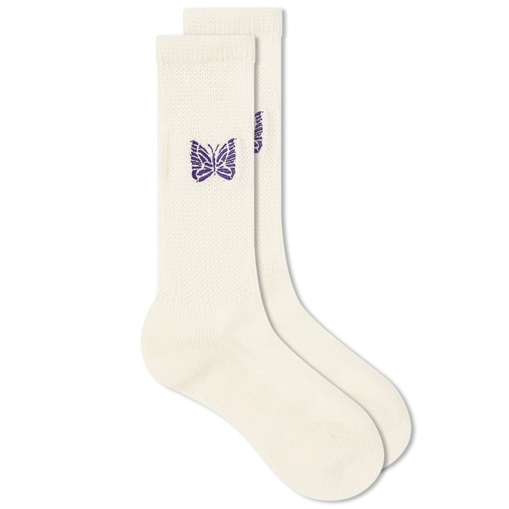 Photo: Needles Men's Butterfly Wool Pile Socks in Ivory
