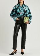 Diane Von Furstenberg Caleb Floral-print Stretch-cotton Blouse Black
