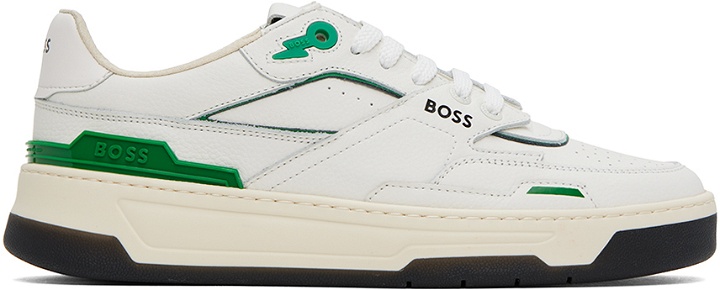 Photo: BOSS White & Green Reflective Sneakers