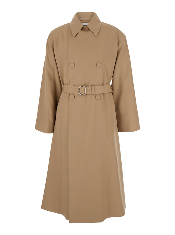 Photo: Jil Sander Beige Double Breasted Trench With Belt In Wool Man