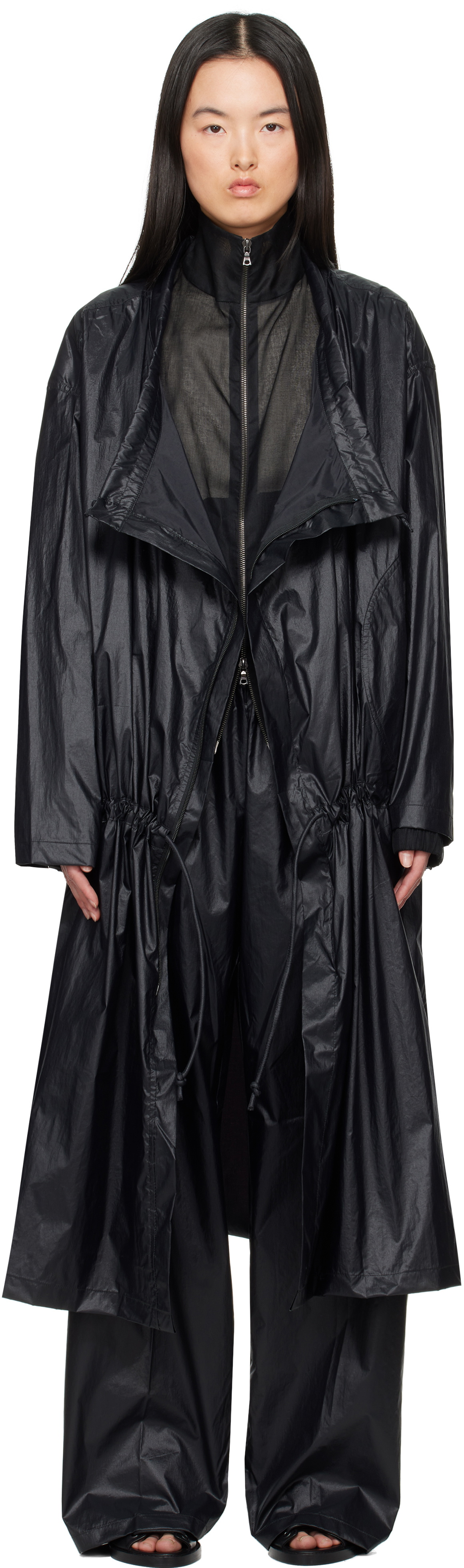 Gabriela Coll Garments Black No.314 Technical Long Coat
