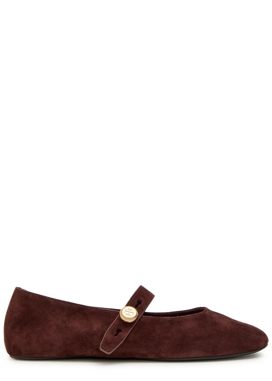 Tory Burch Romy Suede Mary Jane Flats Brown