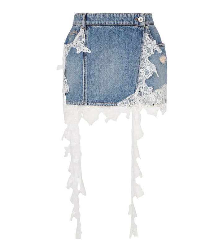 Photo: Blumarine Lace-trimmed denim miniskirt