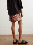 Etro - Wide-Leg Printed Silk-Twill Shorts - Orange