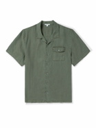 James Perse - Convertible-Collar Garment-Dyed Linen Shirt - Green