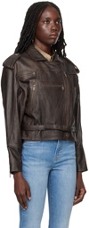 FRAME Brown Moto Leather Jacket