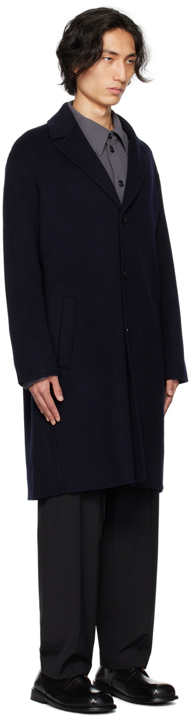 Róhe Navy Notched Lapel Coat