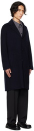 Róhe Navy Notched Lapel Coat