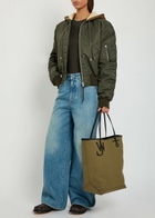 JW Anderson Shearling and Leather-trim Hooded Shell Bomber Jacket Khaki
