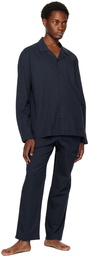 Sunspel Navy Buttoned Pyjama Shirt