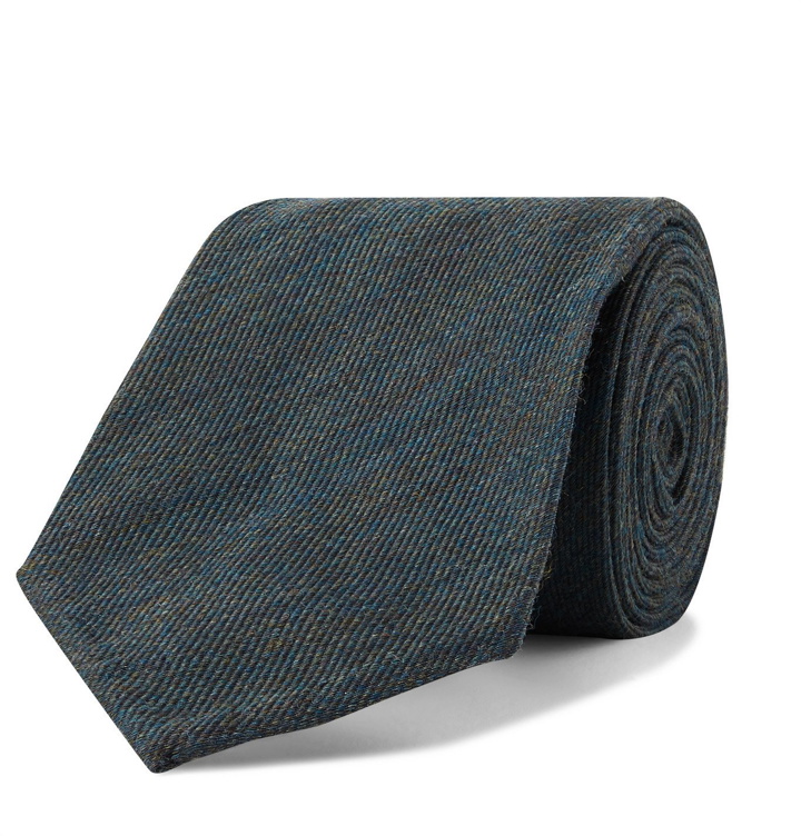 Photo: Rubinacci - 8cm Mélange Wool and Silk-Blend Tie - Blue