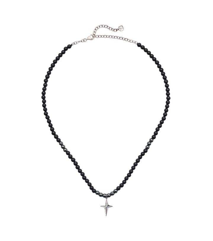 Photo: Sydney Evan Star 14kt white gold beaded necklace with diamonds
