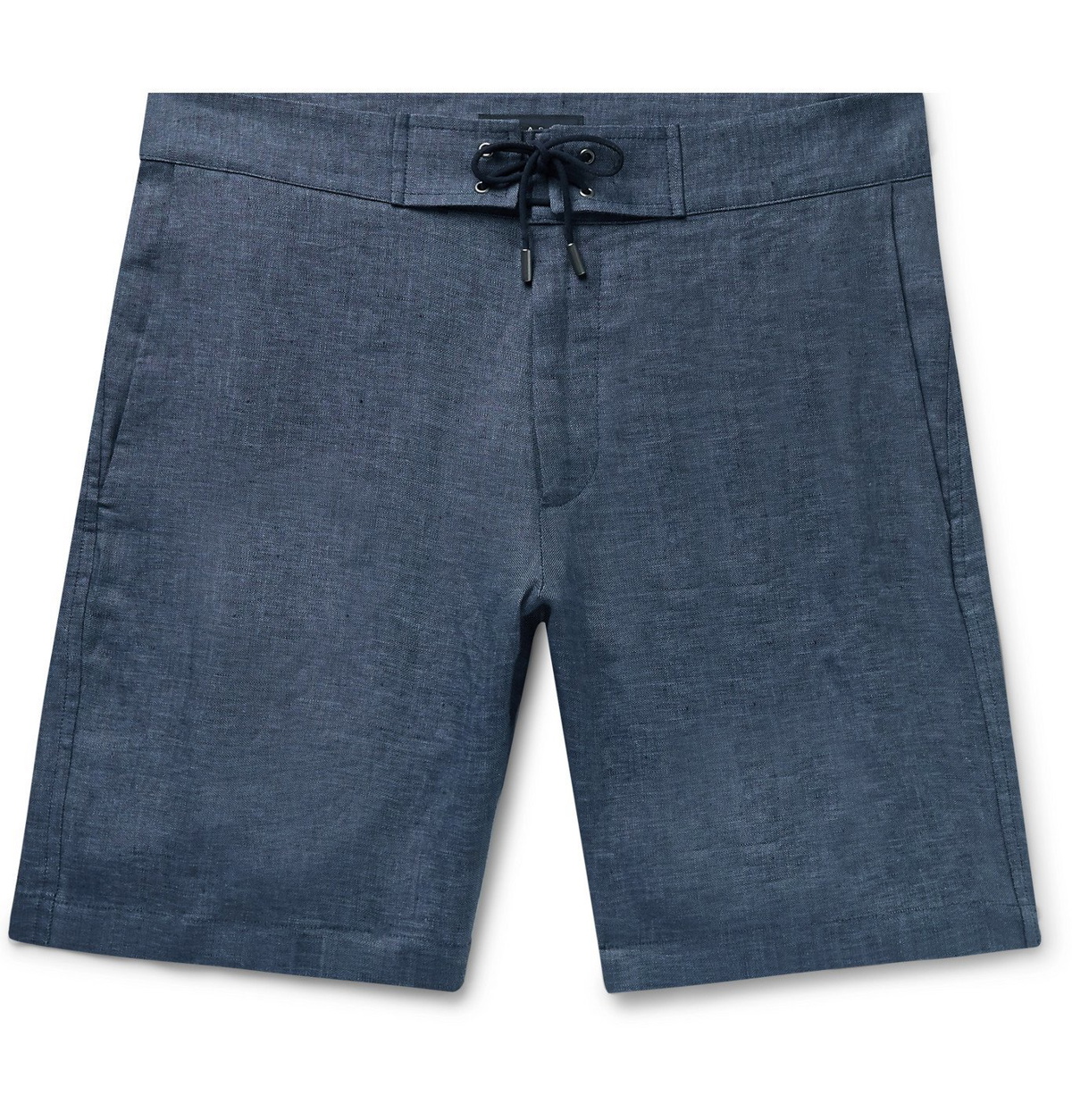 Sease - Sunset Suede-Trimmed Linen Shorts - Blue Sease