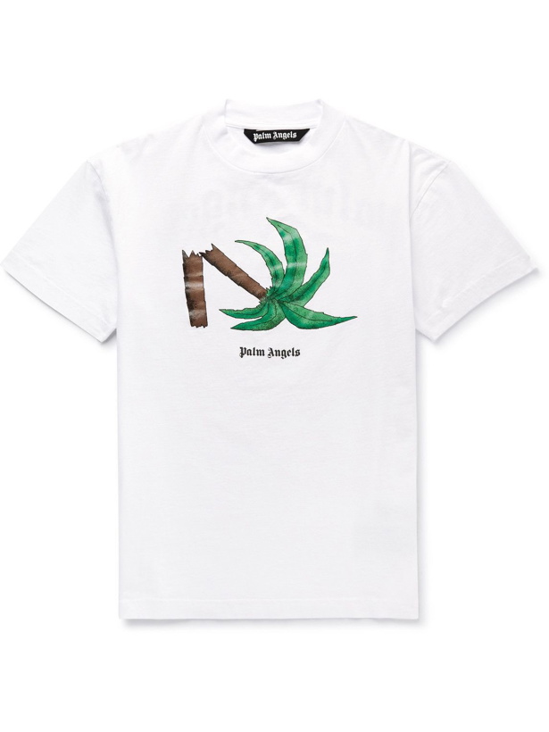 Photo: Palm Angels - Logo-Print Cotton-Jersey T-Shirt - White