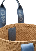 Chloe Woody Logo-embroidered Raffia Basket bag - Blue - One Size