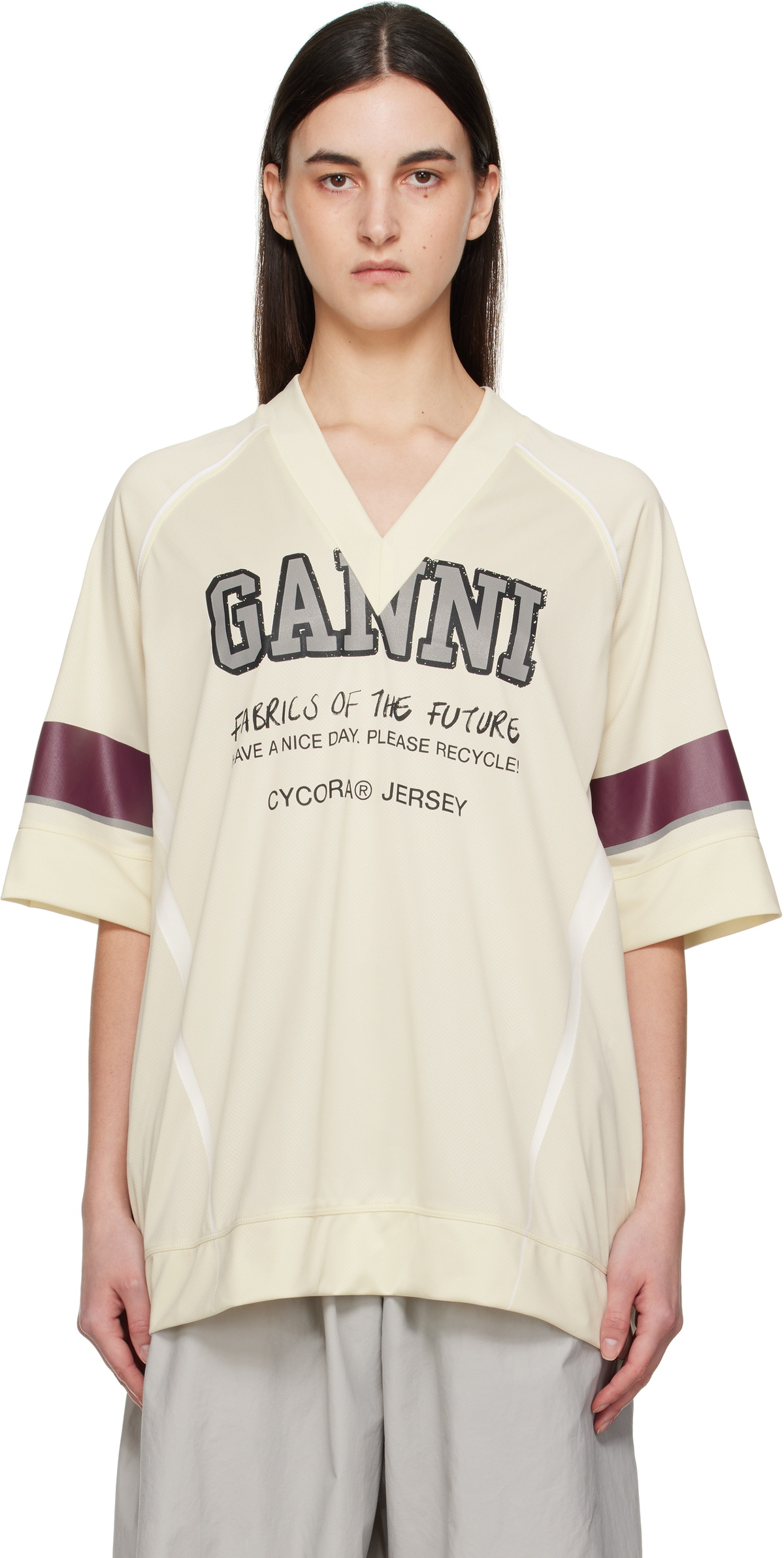 GANNI Off-White Future Mesh Oversized T-shirt GANNI