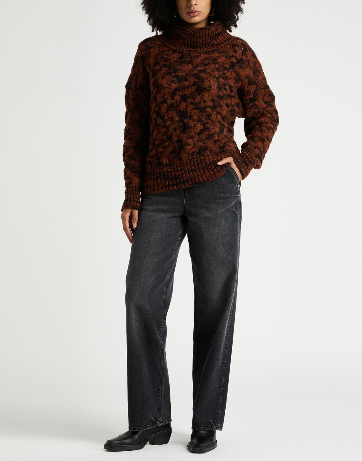 Manila Grace Womens Turtleneck Rust