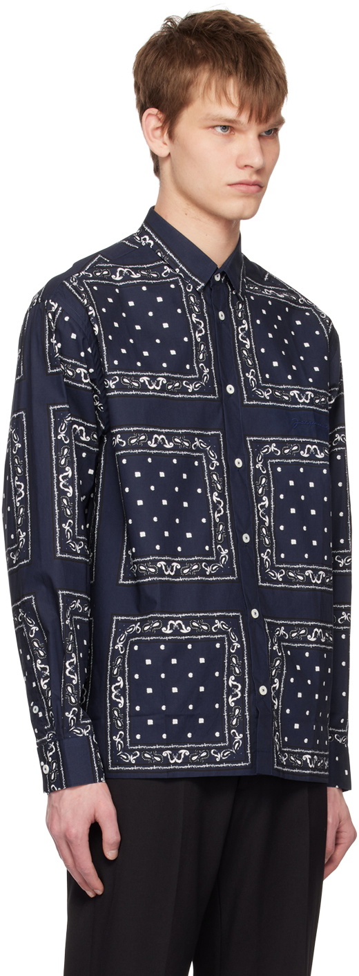 Jacquemus Navy Le Raphia 'La Chemise Baou' Shirt Jacquemus