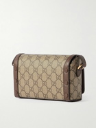 GUCCI - Mini Leather-Trimmed Printed Monogrammed Coated-Canvas Messenger Bag