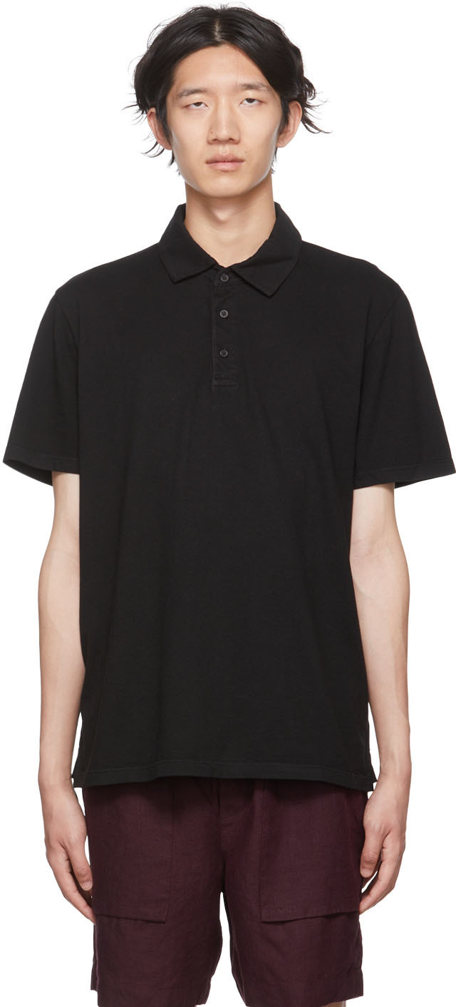 Garment Dyed Long Sleeve Polo Black