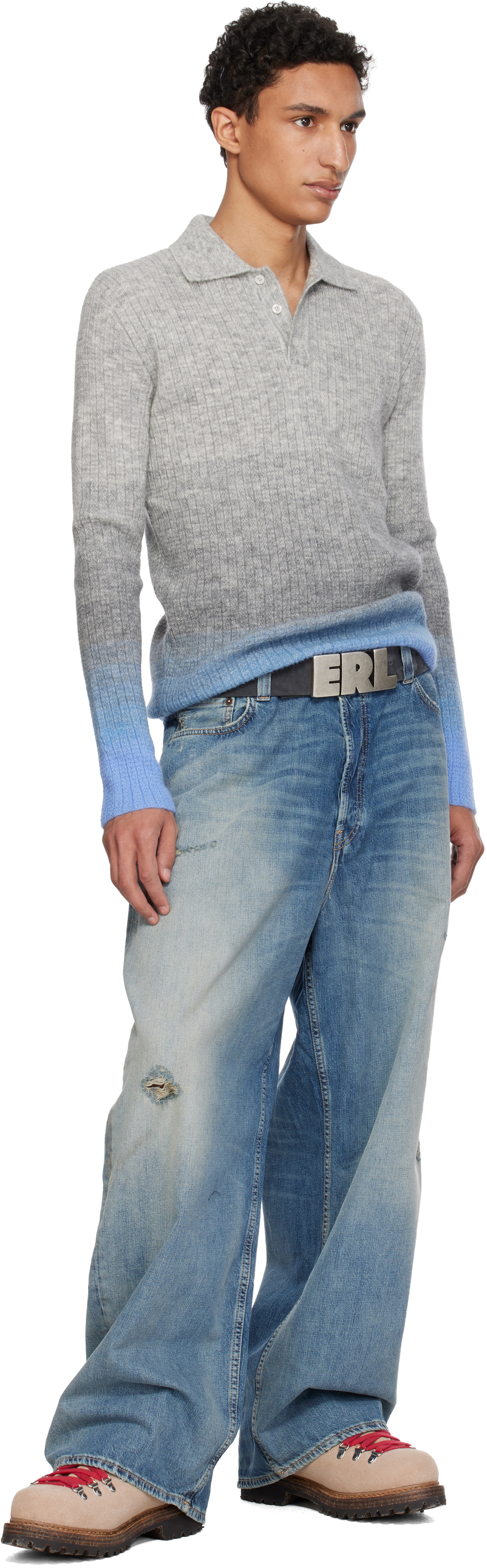 ERL Black 'ERL' Large Suede Belt
