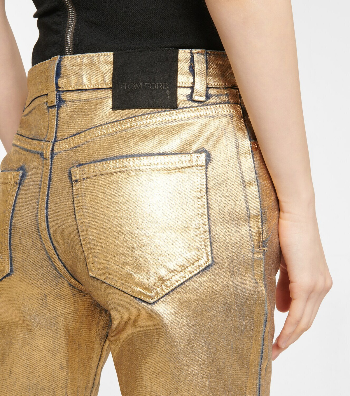 Tom Ford Metallic mid-rise slim jeans