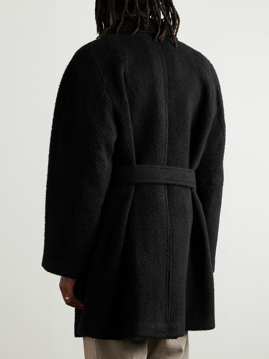 Amomento - Oversized Belted Wool-Blend Bouclé Coat - Black