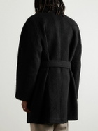Amomento - Oversized Belted Wool-Blend Bouclé Coat - Black
