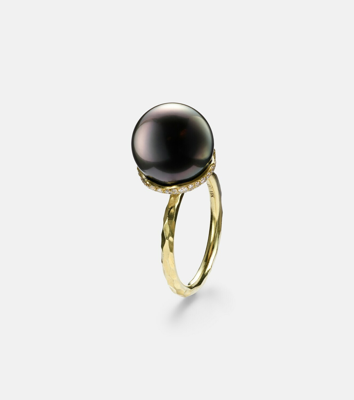 Octavia Elizabeth Orb 18kt gold ring with pearl and diamonds