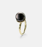 Octavia Elizabeth Orb 18kt gold ring with pearl and diamonds