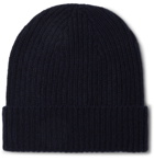 Anderson & Sheppard - Ribbed Mélange Cashmere Beanie - Blue