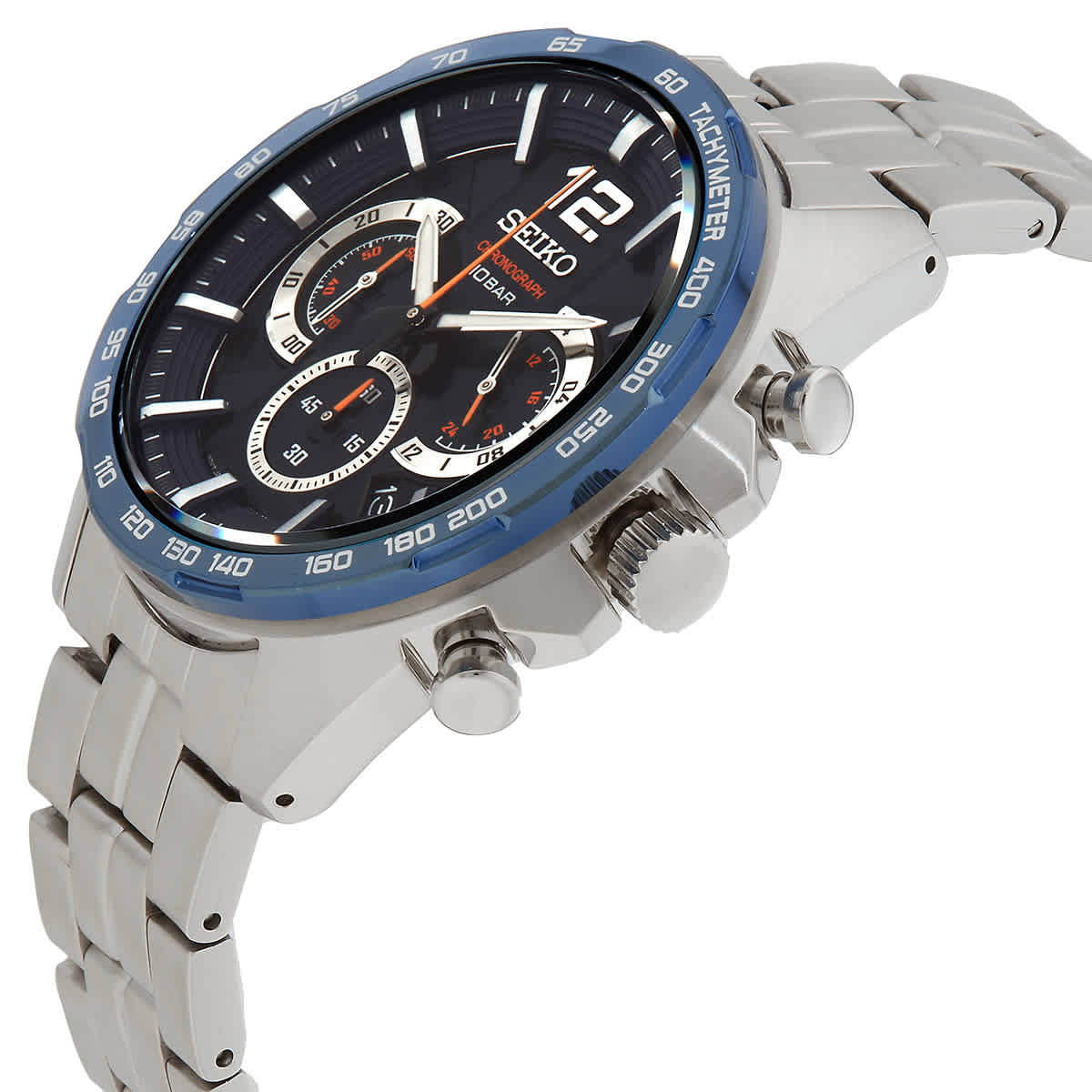 Seiko Essentials Chronograph Quartz Blue Dial Mens Watch SSB345P1