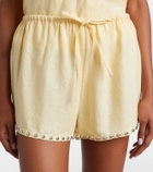 Staud Paddle embellished linen shorts