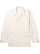 Loro Piana - Mojave Camp-Collar Cotton and Linen-Blend Field Jacket - Neutrals