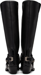 Versace Black Texano Knee-High Tall Boots
