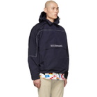 Balenciaga Navy 80s Crinkle Windbreaker Jacket
