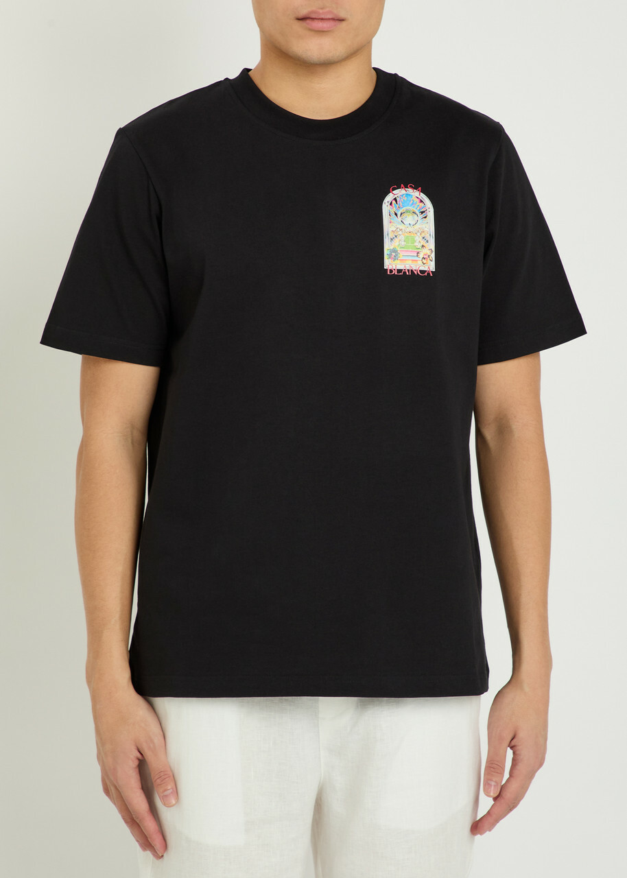 Casablanca Landscape Printed Cotton T-shirt Black