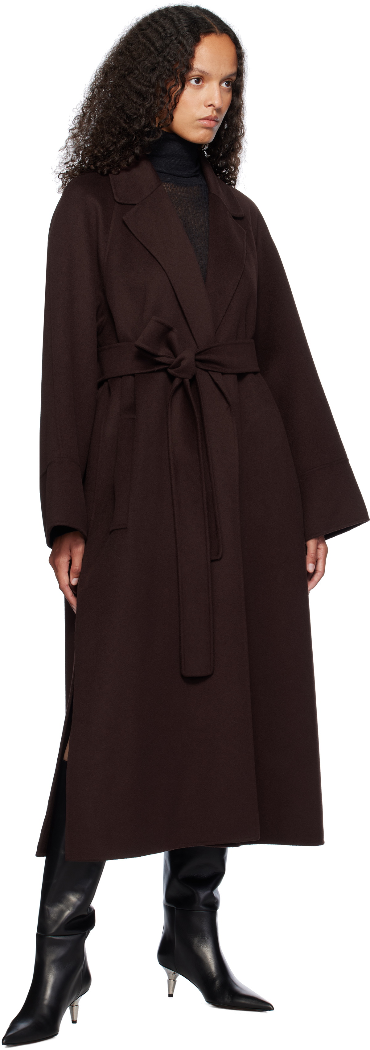 【Max Mara 】バーガンディ Agata コート Max Mara: Burgundy Agata Coat | SSENSE
