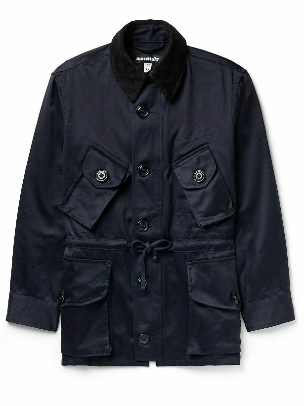 Photo: Monitaly - Throwing Fits Type B Corduroy-Trimmed Cotton-Sateen Jacket - Blue