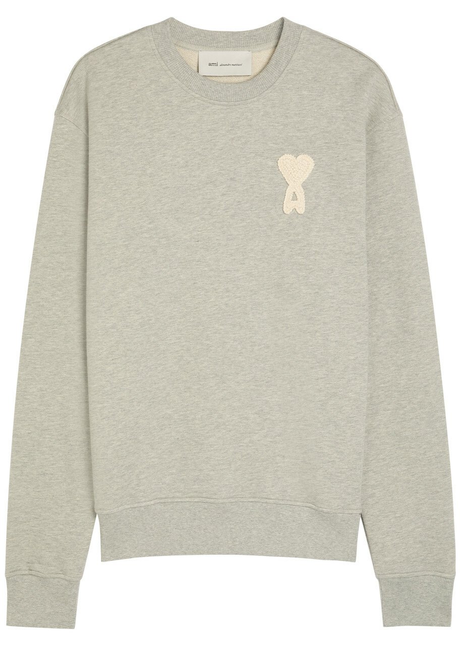 Ami Paris Logo Cotton Sweatshirt Beige AMI